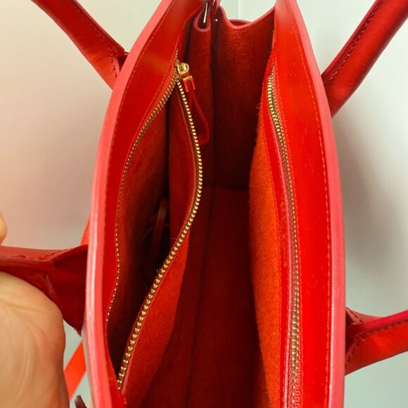 Teddy Blake Kate Stampatto 12" Italian Leather Handbag in Red, New without Tag - Picture 5 of 9